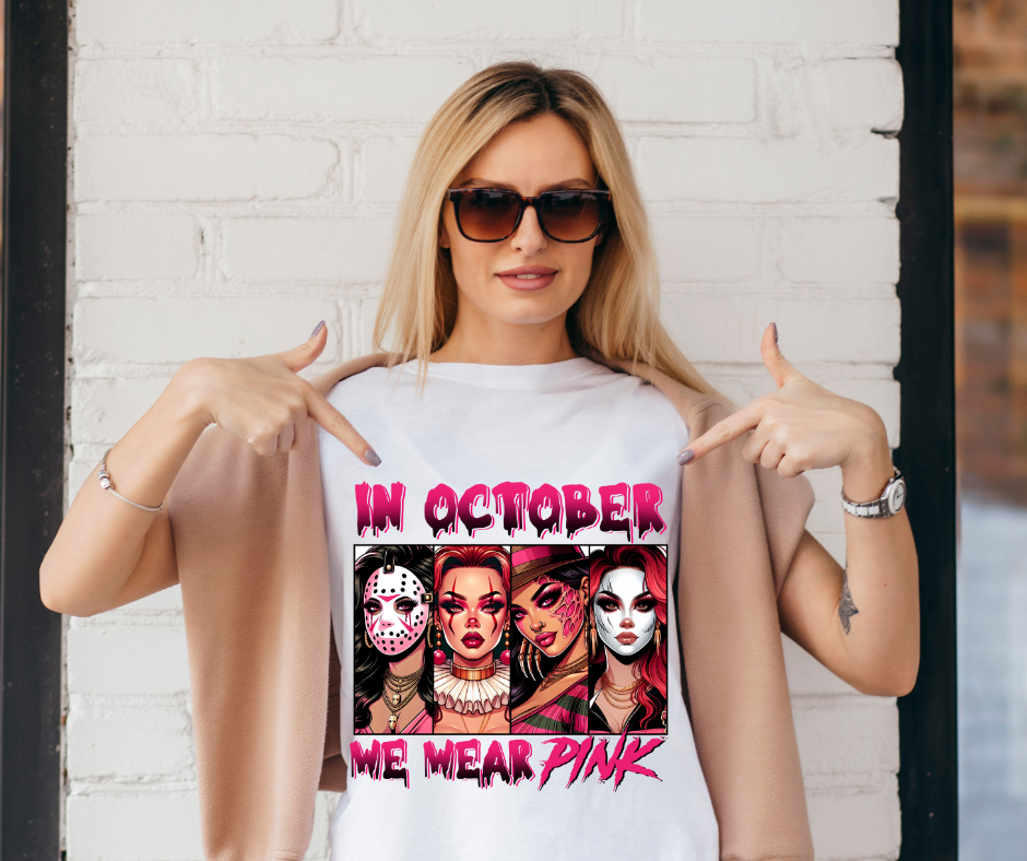 DTF Print -Scary Gals In October we wear pink