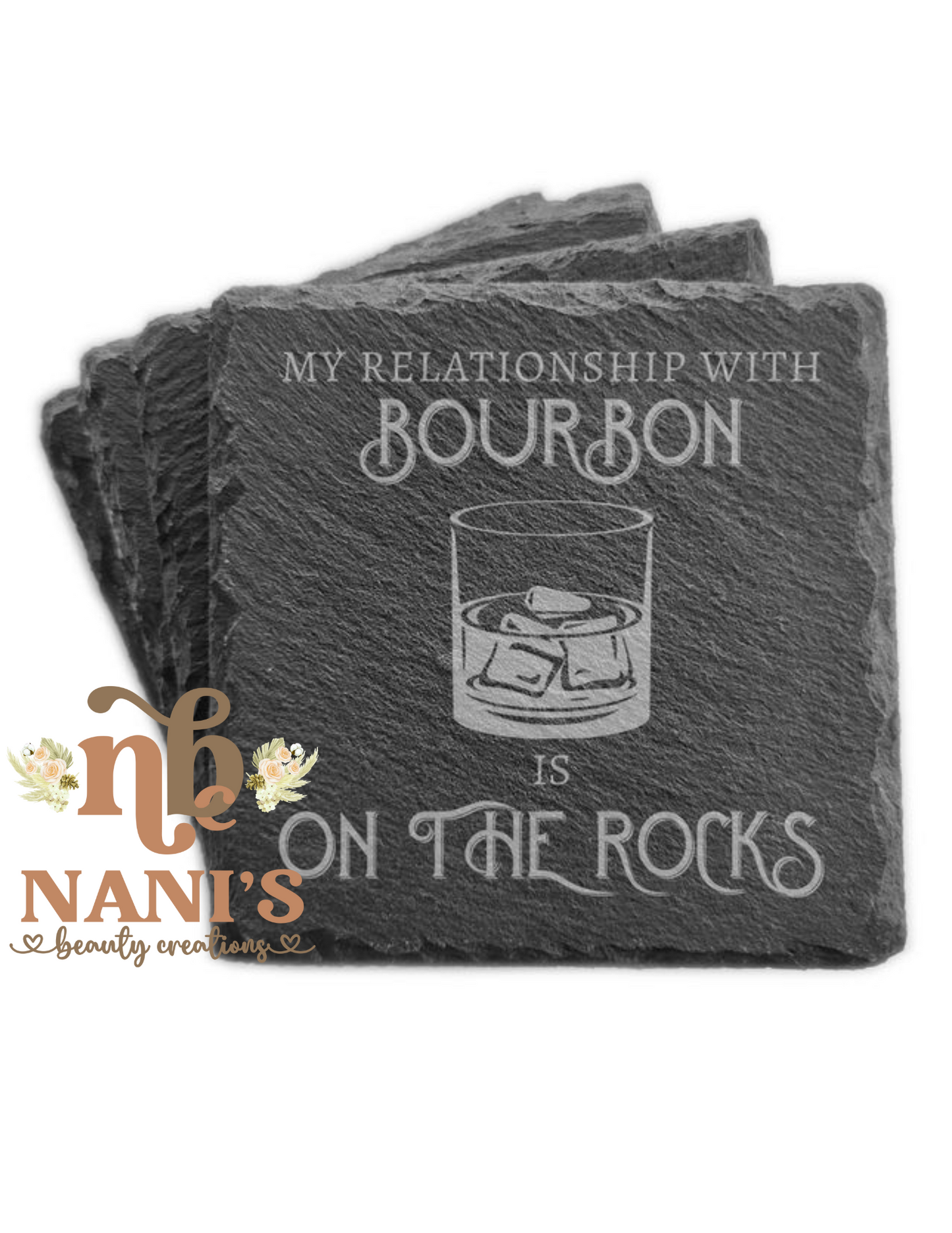 Posavasos de pizarra Bourbon on the rocks - juego de 4