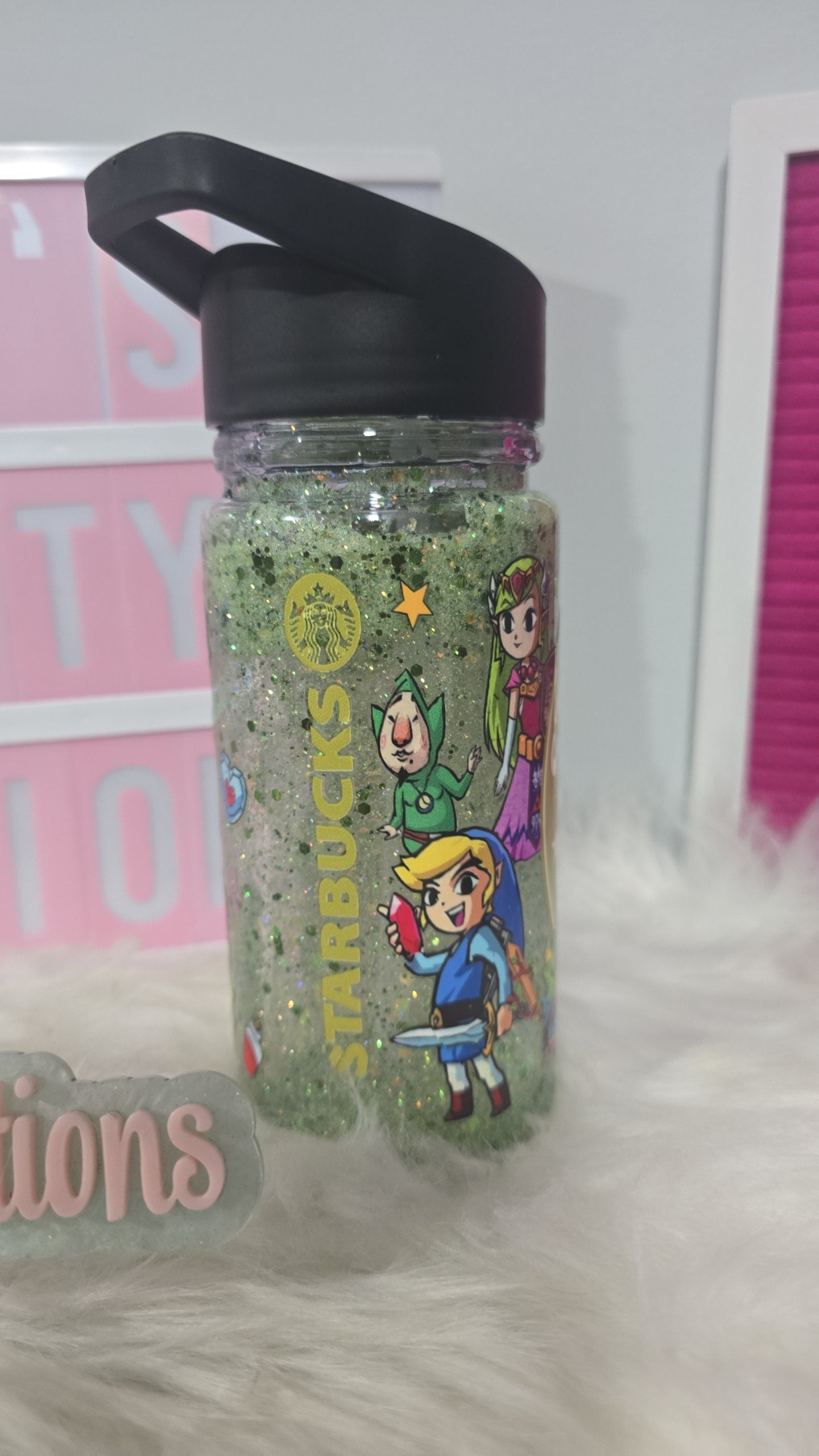 Botella de agua infantil Zelda con forma de globo de nieve