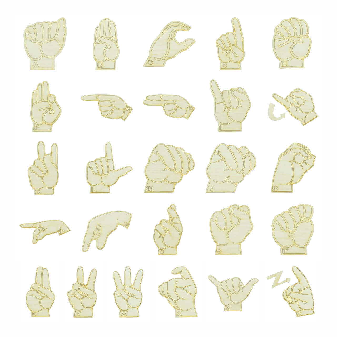 Sign Language Wood Cutouts